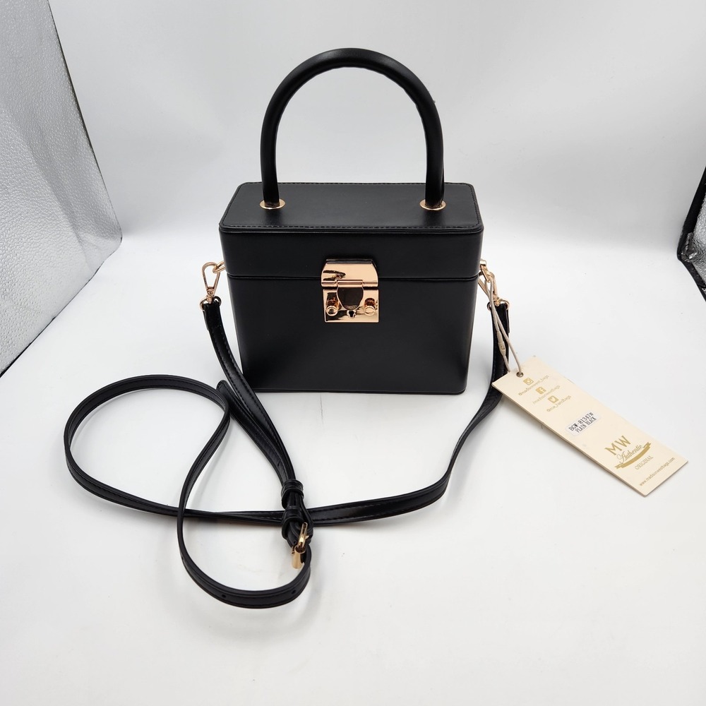 Madison West Womens Bags Black Detachable Adjustable Strap Top Handle Satchel